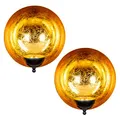 Produktbild: levandeo Wand Teelichthalter Ø 15cm Schwarz Gold Metall 2er Set Kerzenhalter Wanddeko Kerze Deko Wohndeko Kerzendeko Kerzenständer