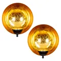 Produktbild: 2er Set Wand Teelichthalter Schwarz Gold Metall Kerzenhalter Wanddeko Kerze Deko