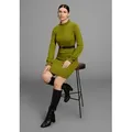 Produktbild: Strickkleid LAURA SCOTT, Damen, Gr. 34, N-Gr, avocado, Strick, Obermaterial: 50% Viskose, 28% Polyester, 22% Polyamid, clean, unifarben, figurbetont mini, Rundhals, Rüschen, Kleider Strickkleid, aus Viskosemischung mit femininem Rüschendetail