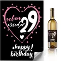Produktbild: Schon wieder 29 Flaschenetiketten Geburtstag 2 Stück – Witzige selbstklebende Aufkleber für Wein Sekt Bier – originelle Geschenkidee Frau – lustige Deko – Herz Design – ideale Geburtstagsüberraschung