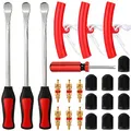 Produktbild: Royouzi Reifenheber Reifen Montiereisen 23 Anzüge, 3pcs Reifenheber Montierhebel Werkzeug 3pcs Rad Felge Protektoren Tool Kit 10 Reifenventilkappen und Kappen Werkzeugsatz für Motorrad Fahrrad