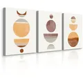 Produktbild: Muralo Leinwandbilder, Rot, Beige, Braun, Orange, Weinrot, Textil, Abstrakt, Kunstzeichnung, Rechteckig, 90x40 cm, Bilder und Zubehör, Wandbilder, Bilderset
