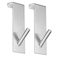 Produktbild: OfficeTree 2x Türhaken zum Einhängen aus Edelstahl - Flipchart Türhaken als Halterung Tür für Flipchart Papier inkl. 2 Marker - Kleiderhaken zum Einhängen - Innenseite