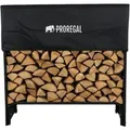 Produktbild: PROREGAL Kaminholzregal L Außen Metall Inkl Abdeckung & Handschuhe 117x130x36cm Schwarz Wetterfest Kaminholzlager Brennholzregal Outdoor