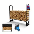 Produktbild: PROREGAL Kaminholzregal CHIMERA außen Metall inkl Abdeckung & Handschuhe 117x130x36cm Schwarz wetterfest Holzunterstand Kaminholzlager aus Stahl Brennholzregal Outdoor Holzstapelhilfe mit Plane