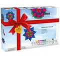 Produktbild: KREUL 42849 - Fensterfarben-XXL-Set, 10 x 80 ml Fensterfarbe, inkl. 80 ml Konturenfarbe, Spezialfolie, 150 Dekosteinen und Vorlagen mit Blumen und Mandalas
