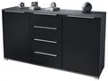 Produktbild: Vladon Sideboard Linio V1 (Anrichte, mit 2 Türen und 4 Schubladen), Anthrazit matt/Schwarz matt (138,5 x 75,5 x 35 cm)