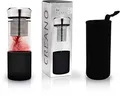 Produktbild: Creano Teebereiter Teamaker - Teeflasche to go aus Glas mit Sieb für losen Tee inkl. Neoprentasche | 400ml (Schwarz)