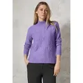 Produktbild: Strickpullover CECIL, Damen, Gr. XXL (46), lila (gentle lila), Web, 35% Baumwolle, 32% Polyacryl, 28% Polyester, 5% Elasthan, unifarben, normal normal, hoch geschlossener Ausschnitt, Bündchen, Pullover Strickpullover, im soften Baumwoll-Mix