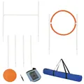 Produktbild: PawHut Agility Set Hunde, 5er-Set Hundetraining mit Höhenverstellbaren Agilityhürde, Futterbeutel, Sprungring, Slalom-Stangen, Steckhürdenset inklusive Pfeife, Tragetasche