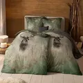 Produktbild: Estella Kuschelflanell Bettwäsche Wilbur moos 160x210 cm + 65x100 cm - grün;braun