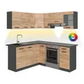 Produktbild: Vicco Eckküche, Honigeiche, Anthrazit, Holzwerkstoff, L-Form,Formgebogen, 187x81.6x60 cm, Küchen, Eckküchen, Eckküchen ohne Geräte