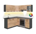 Produktbild: Vicco Winkelküche Rick, Goldkraft Eiche/Anthrazit/Anthrazit, 187 x 60 cm, AP Anthraz...