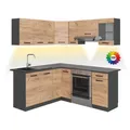 Produktbild: Eckküche Vicco Rick 187 x 60 cm , AP Anthrazit mit LED-Leisten