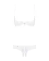 Produktbild: Obsessive Erotisches Damen Dessous Set aus Hebe Bügel BH und String ouvert in weiß Spitzen Set Slip und BH Unterwäsche Größe: S/M
