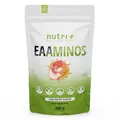 Produktbild: Nutri + EAA Saure Pfirsichringe Vegan - 500 g Pulver hochdosiert - alle 9 essentielle Aminosäuren - Sour Peaches Flavor EAAs - Essential Aminos
