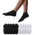 Produktbild: YouShow Sneaker Socken Herren Damen 10 Paar Kurze Halbsocken Quarter Baumwolle Unisex(Schwarz und Weiß,43-46)
