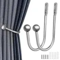 Produktbild: Nutabevr 2 Stück Silber grau U-Form Raffbügel Vorhänge Holdbacks, Metall Vorhang Raffhalter, Raffhalter Wandbefestigung U-Form Raffbügel, für Wohnzimmer Schlafzimmer Esszimmer Bäder Küchen Büros