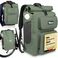 Produktbild: Valkental® UrbanX Fahrradtasche Gepäckträgertasche mit Rucksack Funktion, wasserdicht - 28L - grün