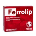 Produktbild: Ferrolip – Nahrungsergänzungsmittel aus mikroverkapseltem Eisen – für Frauen im gebärfähigen Alter und schwangere Frauen – Zitronengeschmack – 20 bukkale Einzeldosis-Beutel