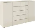 Produktbild: rauch Schubkastenkommode Kommode Türkommode Sideboard Kombikommode FLIPP mit Glasfront (Breite 160/180 cm mit 4 Einlegeböden), 2-türig, 5 Schubladen, Soft-Close, Oberboden und Front Glas, 2 Breiten