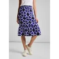 Produktbild: Jerseyrock STREET ONE, Damen, Gr. 46, blau (violet blau), Jersey, 88% Viskose, 12% Polyamid, bedruckt, gerade knielang, Röcke, mit Grafikmuster