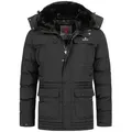 Produktbild: Höhenhorn Winterjacke Achalm Herren Winter Jacke für Männer Quilted Steppjacke Gefüttert abnehmbarer Kunstfellkragen sowie Kapuze, Microfleece Innenseite schwarz XL