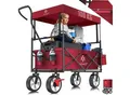Produktbild: KESSER® Bollerwagen faltbar mit Dach Handwagen Transportkarre Gerätewagen inkl. 2 Netztaschen und Einer Außentasche klappbar Vollgummi-Reifen bis 100 kg Tragkraft Mit Vorderrad-Bremse