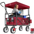 Produktbild: KESSER® Bollerwagen faltbar mit Dach Handwagen Transportkarre Gerätewagen klappbar mit 360° drehbare Vorder-Räder, Vorderrad-Bremse & Vollgummi-Reifen inkl. XXL Außen-Tasche, 2 Netztaschen & Abdeckung