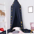 Produktbild: CeeKii Baldachin Kinderzimmer Betthimmel Babybett, Himmelbett Vorhänge Babyzimmer Deko mit Sternen, DIY Babybett Himmel Moskitonetz für Kinder Prinzessin Mädchen Jungen(Navy blau)