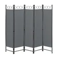 Produktbild: Raumteiler Saragossa 5-teilig 200x171 cm Paravent Trennwand 5-TLG. Sichtschutz Stellwand Spanische Wand Dunkelgrau