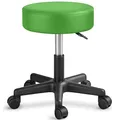 Produktbild: TRESKO Rollhocker höhenverstellbar Grün bis 150 kg | Hocker Drehhocker 10 cm Dicke Polsterung 47-60 cm Sitzhöhe | Arbeitshocker Bürohocker 360° drehbar mit Rollen