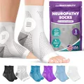 Produktbild: BraceAbility Neuropathy Socken mit peripherer Neuritis Kompression Diabetische Zehenlose Fußärmel für Nervenschäden Schmerzen Füßen, Knöchelgicht,Plantar Fasciitis Relief für Männer und Frauen(M)