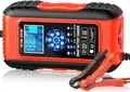 Produktbild: 10A Autobatterie Ladegerät 12V/24V, Smart Vollautomatische KFZ Batterieladegerät mit Temperaturkompensation, Intelligentes Ladegerät für Auto, Motorrad, LKW, Rasenmäher, Rasenmäher oder Boot
