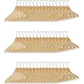 Produktbild: Kleiderbügel Set, 48 Hosenbügel aus Holz, Garderobenbügel, Haken 360° drehbar, HxB: 22,5x44,5cm, natur/silber - Relaxdays