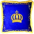Produktbild: Harald Glööckler Pompöös Kissen by Casa Padrino - Royalblau / Gold Krone mit Strass Steinen - Luxus Deko Barock Zierkissen