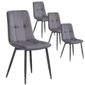 Produktbild: VASAGLE Esszimmerstühle Samt, Küchenstühle bis 120 kg belastbar, Sessel mit verstellbaren Füßen, modern, gepolstert, für Wohnzimmer, 4er Set, schiefergrau KDC080GN01