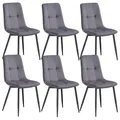 Produktbild: VASAGLE Esszimmerstühle Samt, Küchenstühle bis 120 kg belastbar, Sessel mit verstellbaren Füßen, modern, gepolstert, für Wohnzimmer, 6er Set, schiefergrau KDC080GN01-01