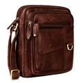 Produktbild: STILORD 'Ryan' Crossbody Tasche Herren Leder Kleine Herrentasche zum Umhängen Vintage Ledertasche 9,7 Zoll iPad Tasche Messenger Bag Umhängetasche Echtleder, Farbe:porto - cognac