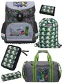 Produktbild: Familando Schulranzen Minecraft 1.-4. Klasse ergonomisch, geräumig, Volumen 18 Liter (Set, 6-tlg., inkl. Federmäppchen und Sporttasche), MINECRAFT Motiv grau
