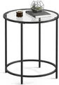 Produktbild: VASAGLE Beistelltisch, rund, Platte aus gehärtetem Glas, Metallrahmen, 
