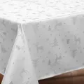 Produktbild: Lurex Tischdecke Tafeldecke, Silber oder Gold glänzend, Weihnachtstischdecke (Eckig 130x160 cm, Elch Weiß-Silber)