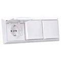 Produktbild: Busch-Jaeger Allwetter 44 Set: 3x SCHUKO Unterputz Steckdose mit Klappdeckel 20 EUGK-34-101 + 3-fach Rahmen 2103-34 Alpinweiß UP IP44