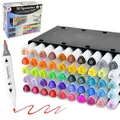 Produktbild: Decotime 50 Aqua-Marker mit Doppelspitze, stapelbare Deko-Ablage - Aquarell-Pinselstifte-Set - Ungiftig für Kinder ab 3+ - Professionelle Malstifte für Kunst & Illustration - Feine & Pinselspitzen für