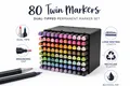Produktbild: Twin Marker Alkoholmarker Set Dual Tip 80 Farben Profi Stifte Künstler
