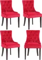 Produktbild: CLP 4er Set Esszimmerstuhl Aberdeen Samt Antikes Design mit Gestell aus Kautschukho,rot antik