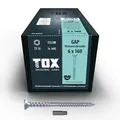 Produktbild: TOX Distanzschrauben GAP 6,0 x 160 mm, Abstandsschraube aus verzinktem Stahl, millimetergenaue Ausrichtung von Holz-Unterkonstruktionen, TX30, 100 Stück im Karton, inkl. 1x Bit, 1141404160160