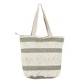 Produktbild: Marrakesch Boho Tasche für Damen & Mädchen 43cm | Handgefertigte Strandtasche aus Baumwolle Kalpur -1- mit Reißverschluss & Innentasche | Ethno Shopper in Häkeldesign für Alltag, Urlaub & Strand