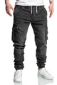 Produktbild: Amaci&Sons Herren Sweathose in Stretch Denim Männer Cargo Jogging Jeans 7024 Schwarz W30