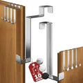 Produktbild: Menz Türhaken zum Einhängen, 10 Stück Edelstahl-Set - 5 x Standard Kleiderhaken Tür + 5 x Türhaken Innenseite, individuell verwendbar, stabile Türgarderobe, Türhakenleiste